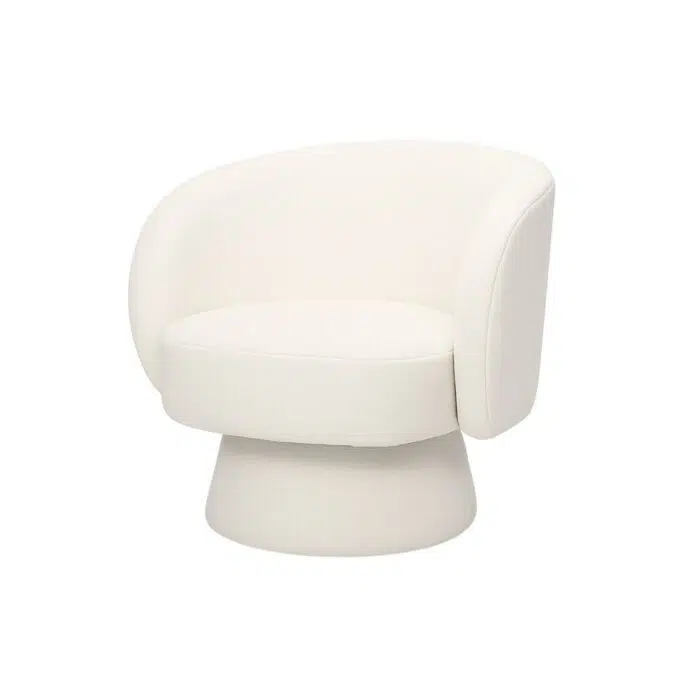 Celine Swivel Armchair – Pearl White Chenille