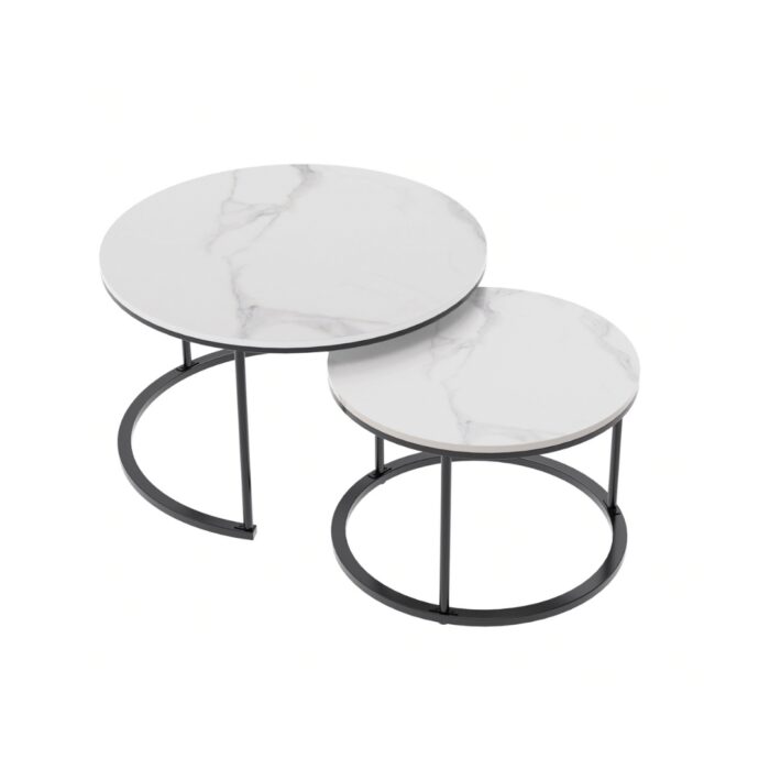 Nestled Luxe Coffee Table Set - White Sintered Stone (Set of 2)