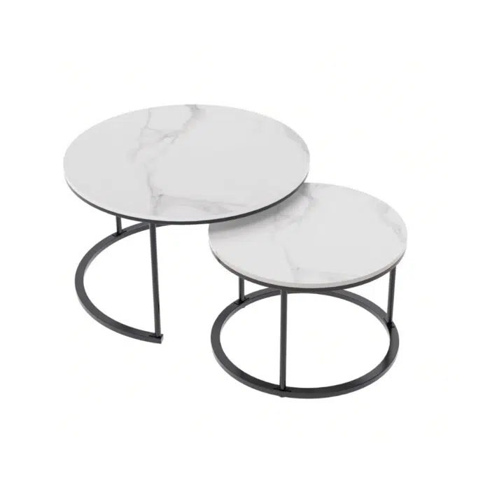 Nestled Luxe Coffee Table Set – White Sintered Stone (Set of 2)