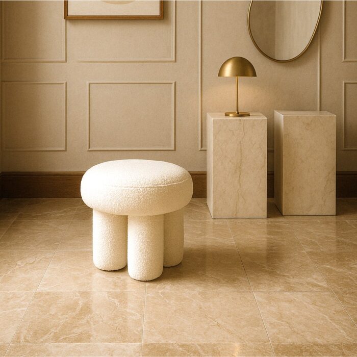 Bentley Boucle Ottoman White Timeless Design