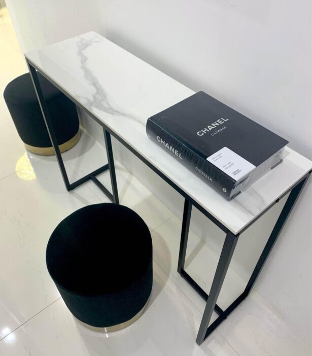 Avia Console Table - Marble-look & Black Frame