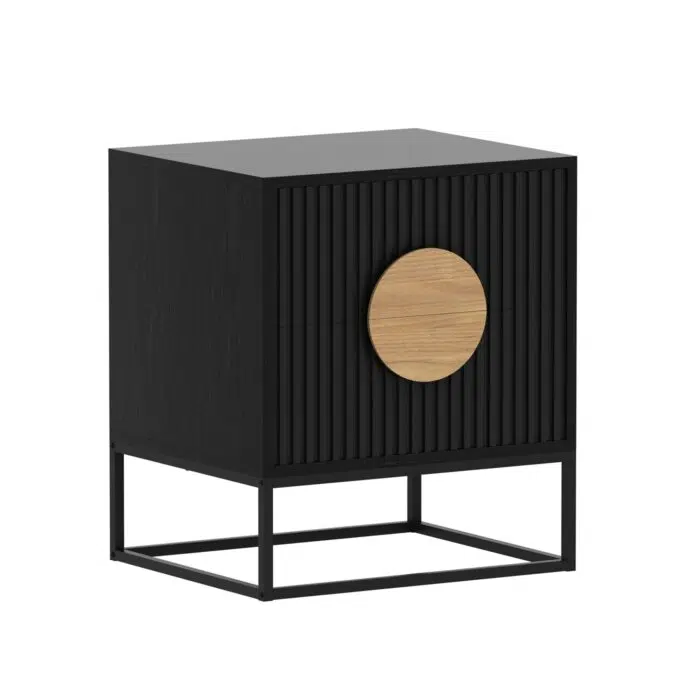 Belmonte Bedside Table – Black Fluted