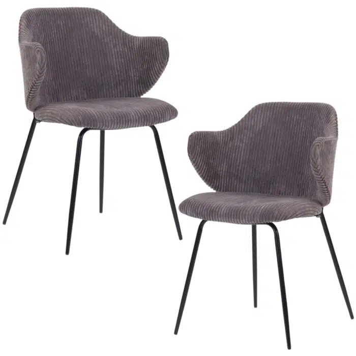 Veda Corduroy Dining Chair – Dark Grey Lincoln (Set of 2)