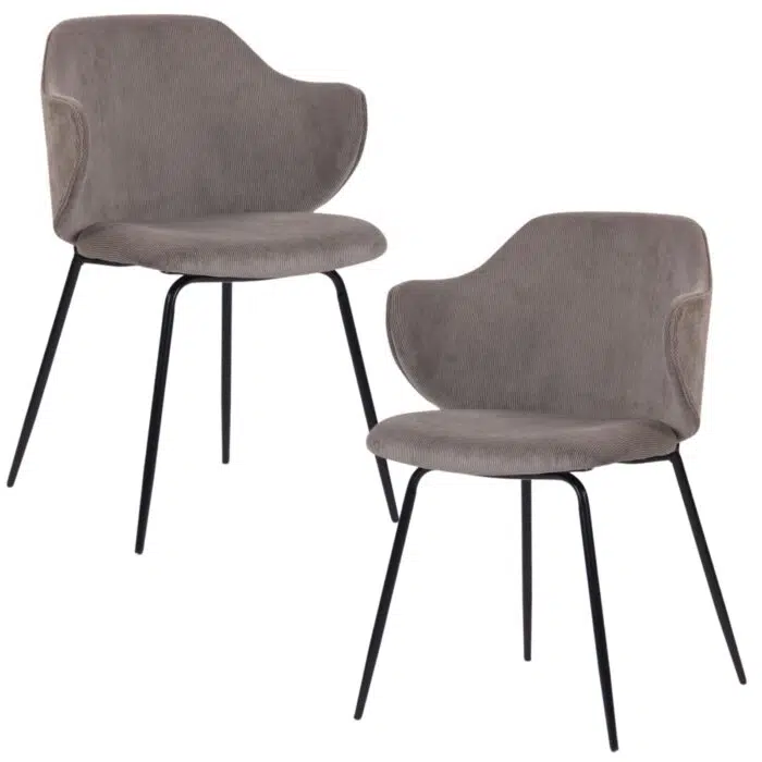 Veda Corduroy Dining Chair – Grey (Set of 2)