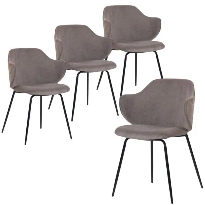 Veda Corduroy Dining Chair – Grey (Set of 4)