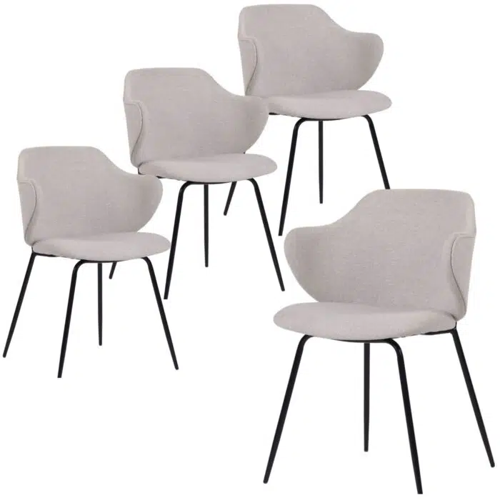 Kaia Dining Chair – Ivory Beige & Metal Legs (Set of 4)
