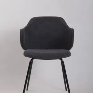 Modern Graphite Dining Chairs Set of 2, Chic Corduroy, Black Legs, Durable Polywood, Easy Assembly