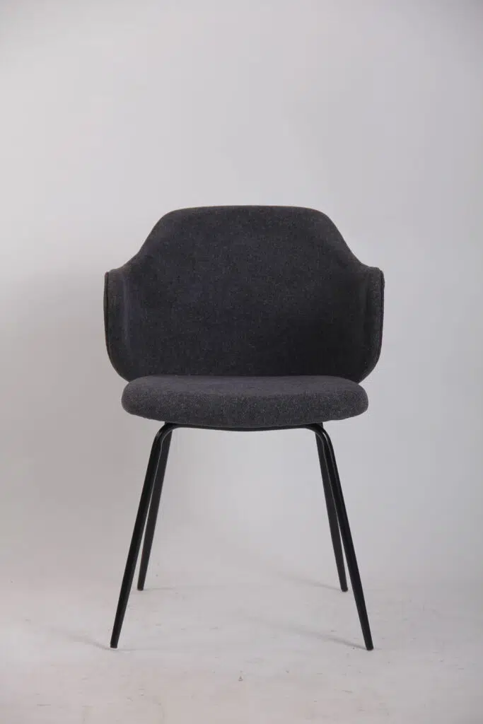 Modern Graphite Dining Chairs Set of 2, Chic Corduroy, Black Legs, Durable Polywood, Easy Assembly