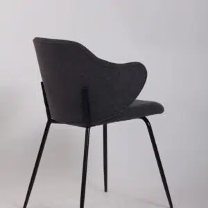 Modern Graphite Dining Chairs Set of 2 Corduroy Fabric Black Legs