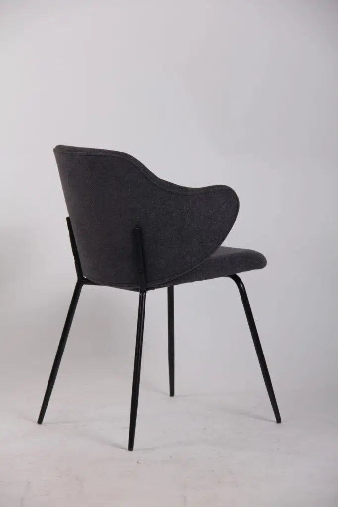 Modern Graphite Dining Chairs Set of 2 Corduroy Fabric Black Legs