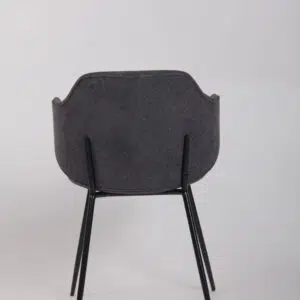 Modern Graphite Dining Chairs Set of 2 Corduroy Fabric Black Legs