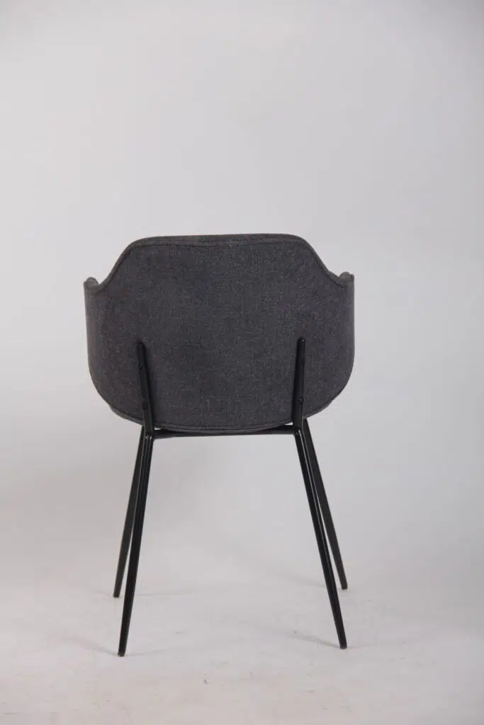 Modern Graphite Dining Chairs Set of 2 Corduroy Fabric Black Legs