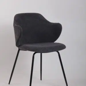 Modern Graphite Dining Chairs Set of 2, Chic Corduroy, Black Legs, Durable Polywood, Easy Assembly