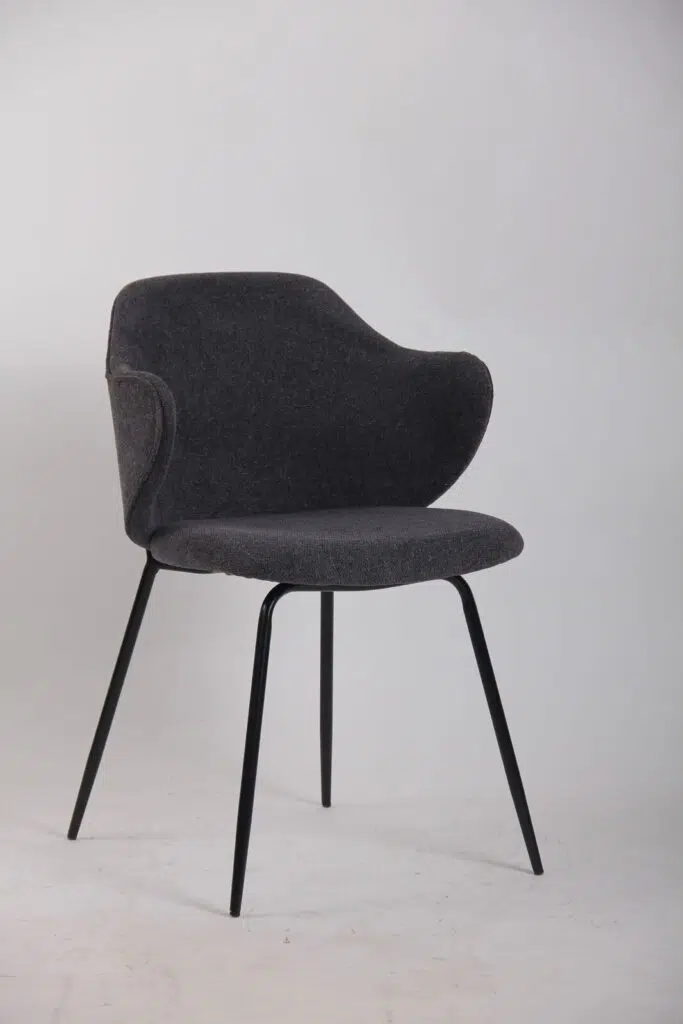 Modern Graphite Dining Chairs Set of 2, Chic Corduroy, Black Legs, Durable Polywood, Easy Assembly