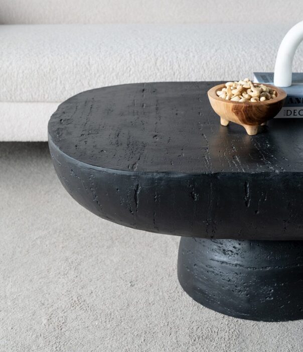Logan Coffee Table Cement Black Finish Modern Design