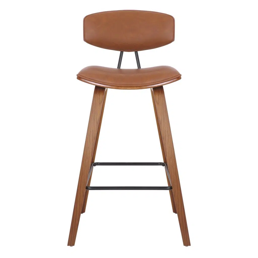 RetroIndustrialBenchStool VintageMetalDesign TimelessAppeal DurableWalnutFrame ComfortablePULeatherSeat CompactBenchStool