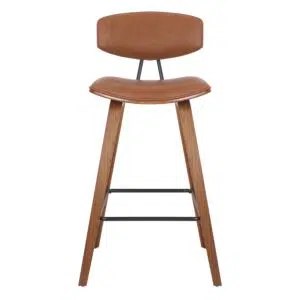 RetroIndustrialBenchStool VintageMetalDesign TimelessAppeal DurableWalnutFrame ComfortablePULeatherSeat CompactBenchStool
