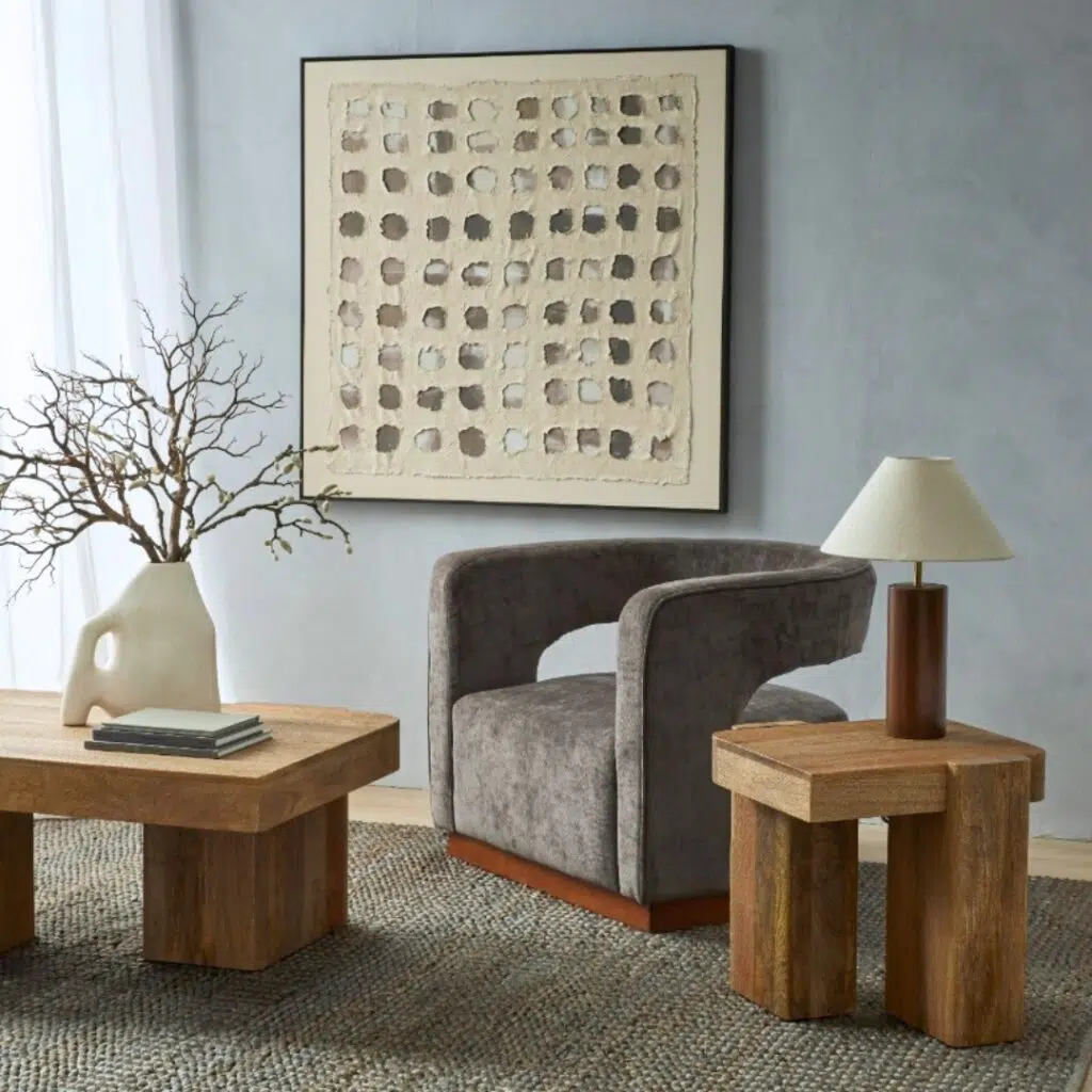 Wooden Block Coffee Table Natural
