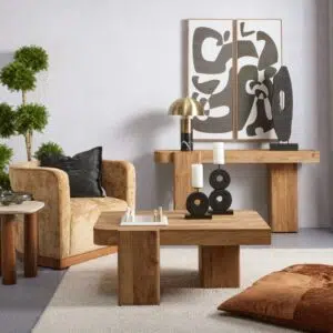Wooden Block Coffee Table Natural