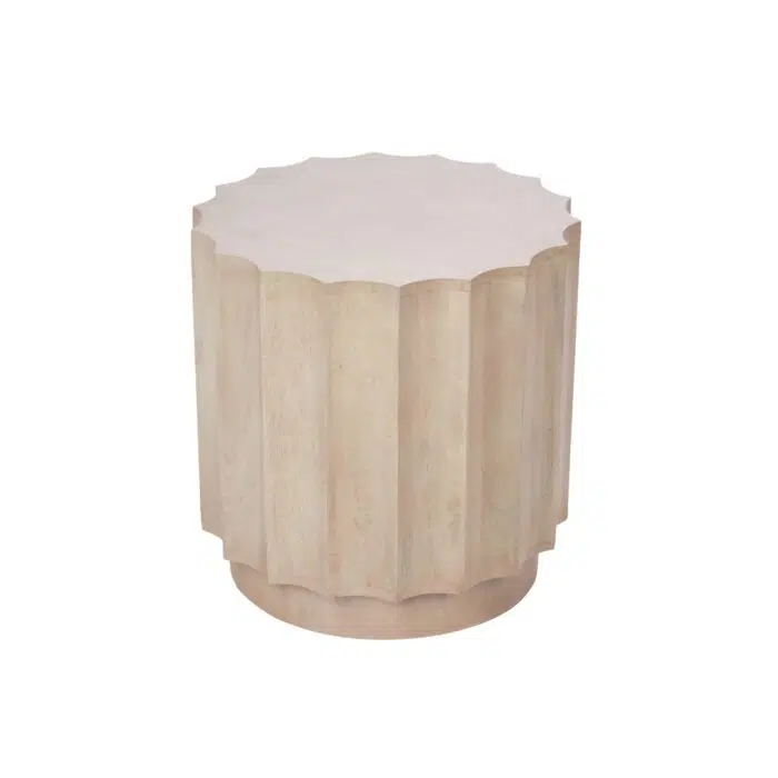 Wyatt Round  Side Table – White Wash