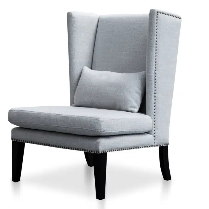 Timo Velvet Lounge Wingback Chair in Light Texture Grey