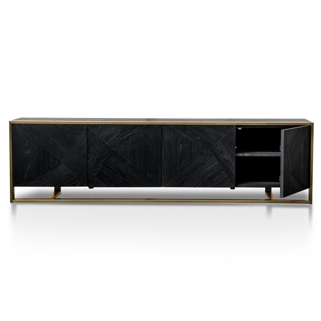 Golden 2.2m TV Unit with Brushed Iron and Fir Wood