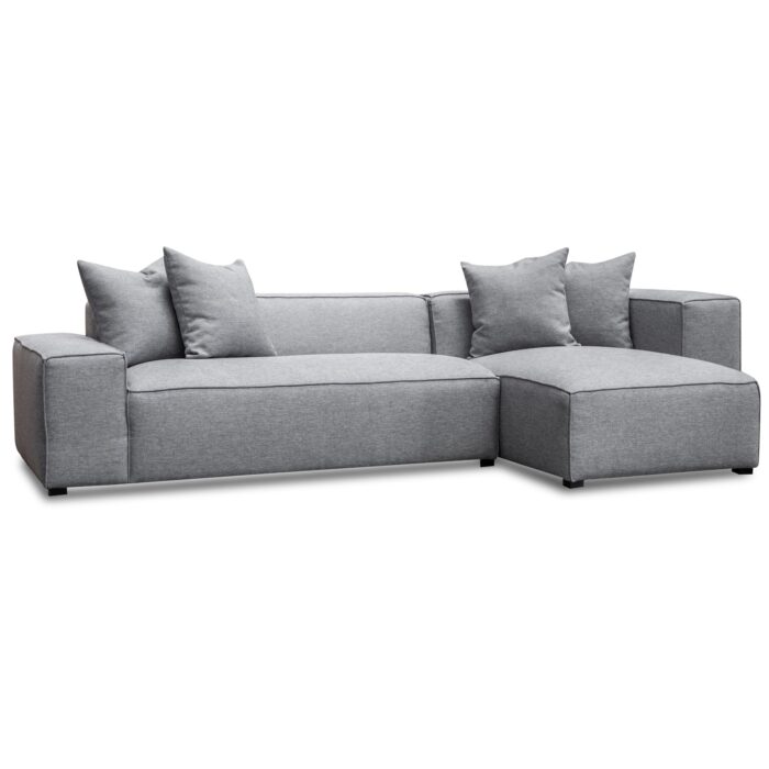 Graphite Grey 3 Seater Right Chaise Sofa, Modern Elegance, L-Shaped, Spacious Seating