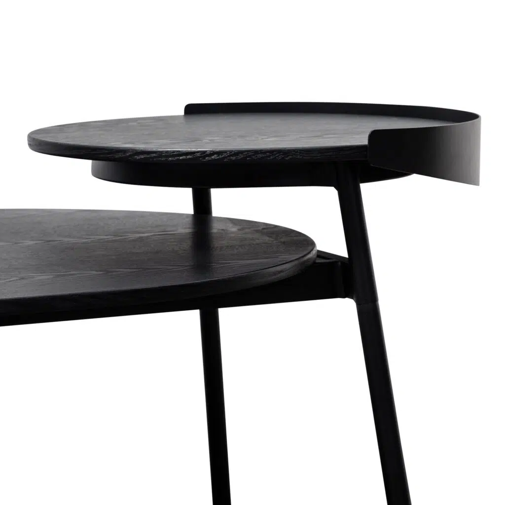 Modern black veneer coffee table with metal frame