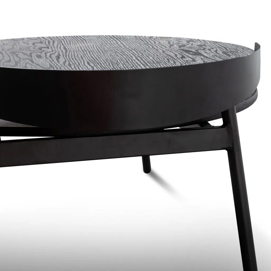 Modern black veneer coffee table with metal frame