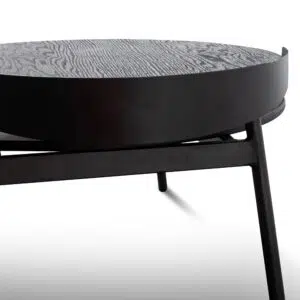 Modern black veneer coffee table with metal frame