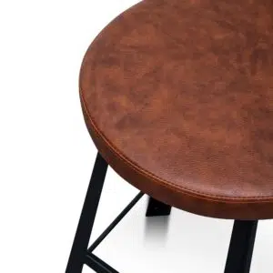 Rustic Brown Bar Stool with Black Legs, 65cm, Modern Chic Design