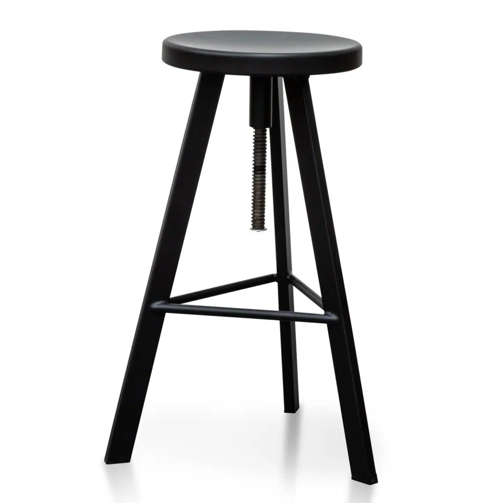 Adjustable Black Steel Bar Stool with Modern Design