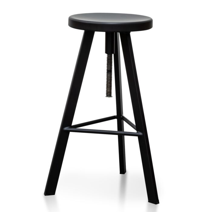 Adjustable Black Steel Bar Stool with Modern Design