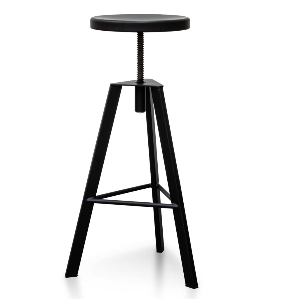 Black Adjustable Steel Bar Stool with Footrest