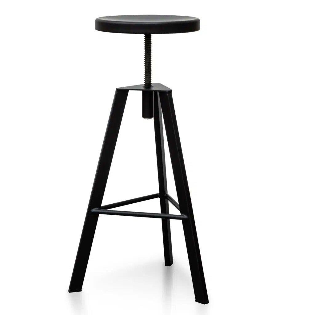 Black Adjustable Steel Bar Stool with Footrest