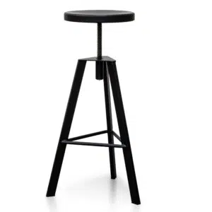 Black Adjustable Steel Bar Stool with Footrest