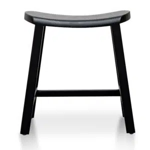 Kai 45cm Black Ash Wood Stool, Sleek Design, Space-Saving, Easy Assembly