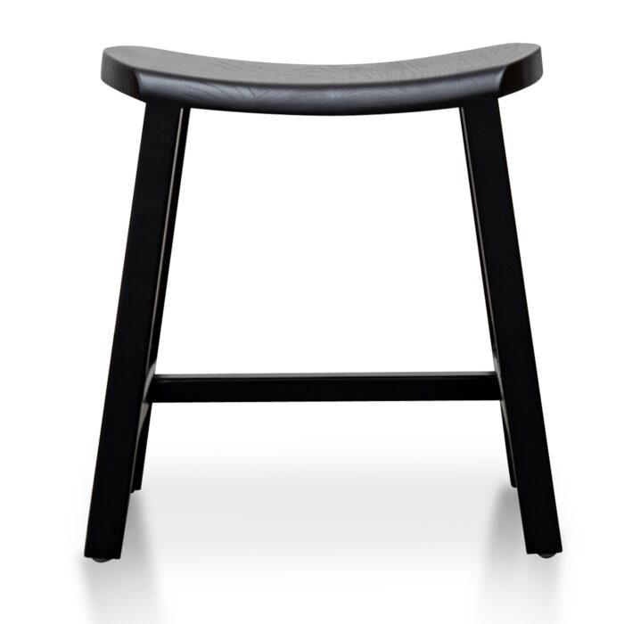 Kai 45cm Black Ash Wood Stool, Sleek Design, Space-Saving, Easy Assembly