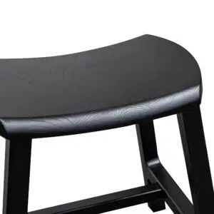 Kai 45cm Black Ash Wood Stool, Sleek Design, Space-Saving, Easy Assembly