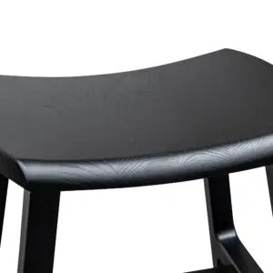 Kai 45cm Black Ash Wood Stool, Sleek, Compact, Minimalist Design