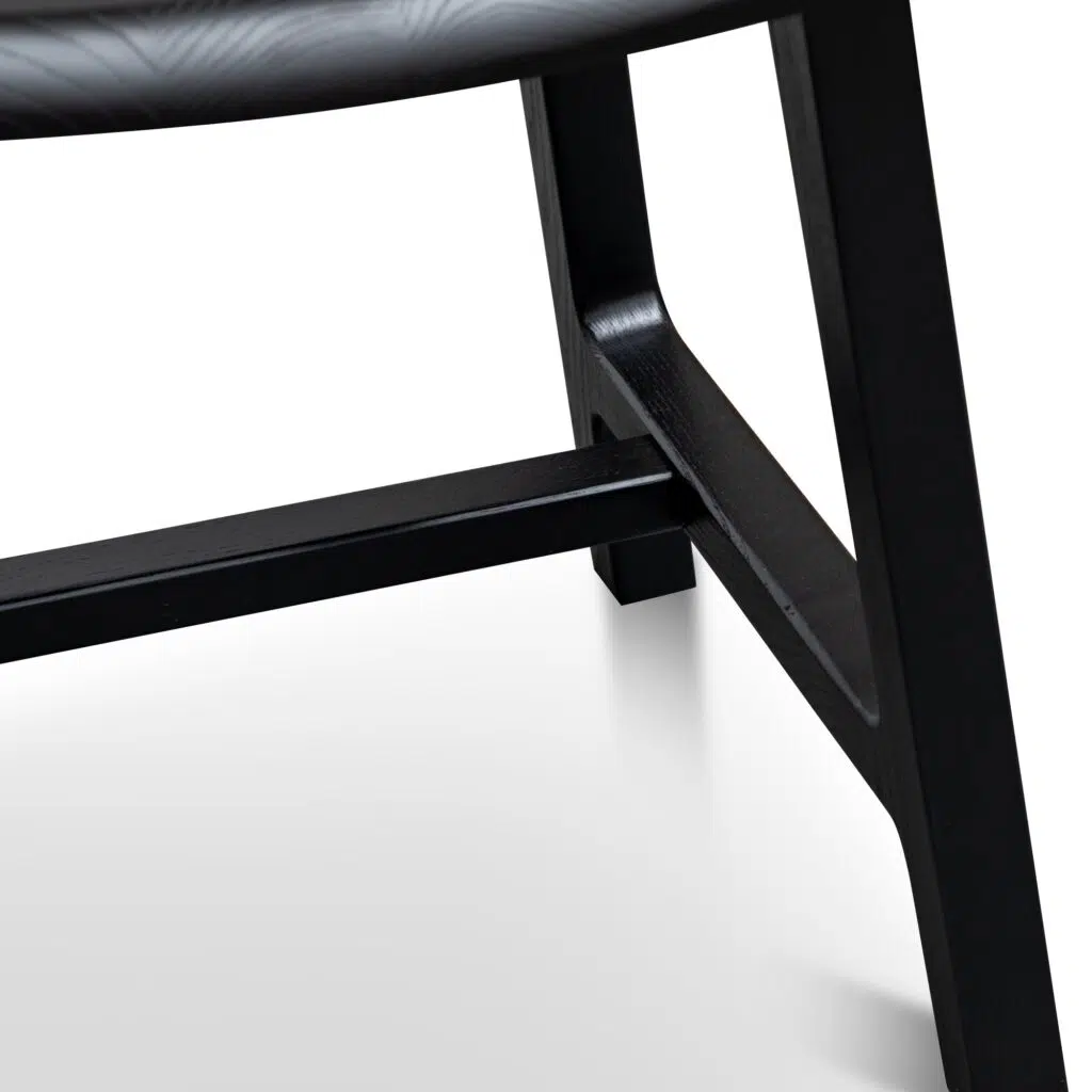 Kai 45cm Black Ash Wood Stool, Sleek Design, Space-Saving, Easy Assembly
