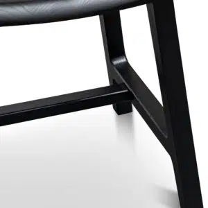 Kai 45cm Black Ash Wood Stool, Sleek Design, Space-Saving, Easy Assembly