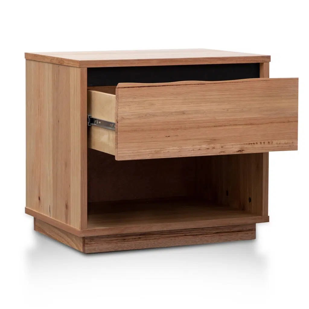 Leif Bedside Table Messmate Wood Compact Design Drawer Shelf