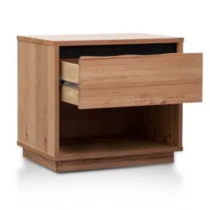 Leif Bedside Table Messmate Wood Compact Design Drawer Shelf