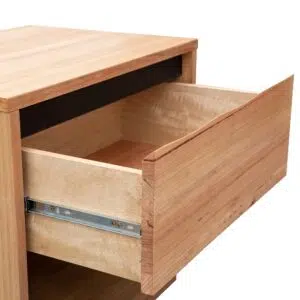 Leif Bedside Table Messmate Wood Compact Design Drawer Shelf