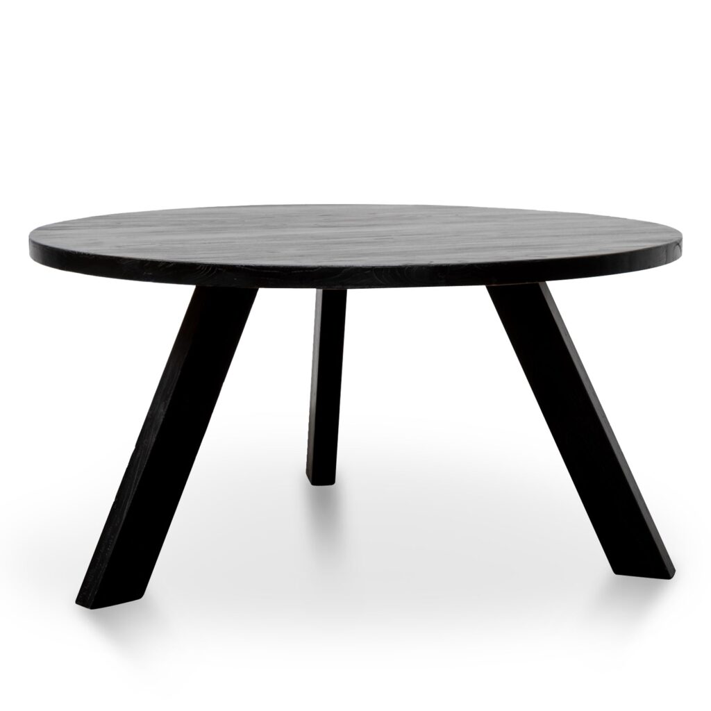 Remy 1.5M Round Dining Table Full Black Modern Design