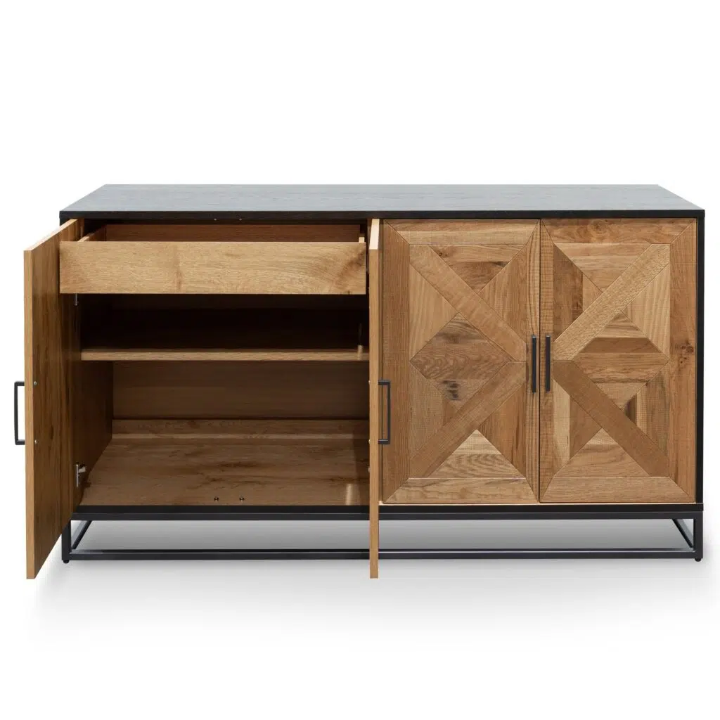 Gael Wide Sideboard Euro Oak Peppercorn Industrial Style