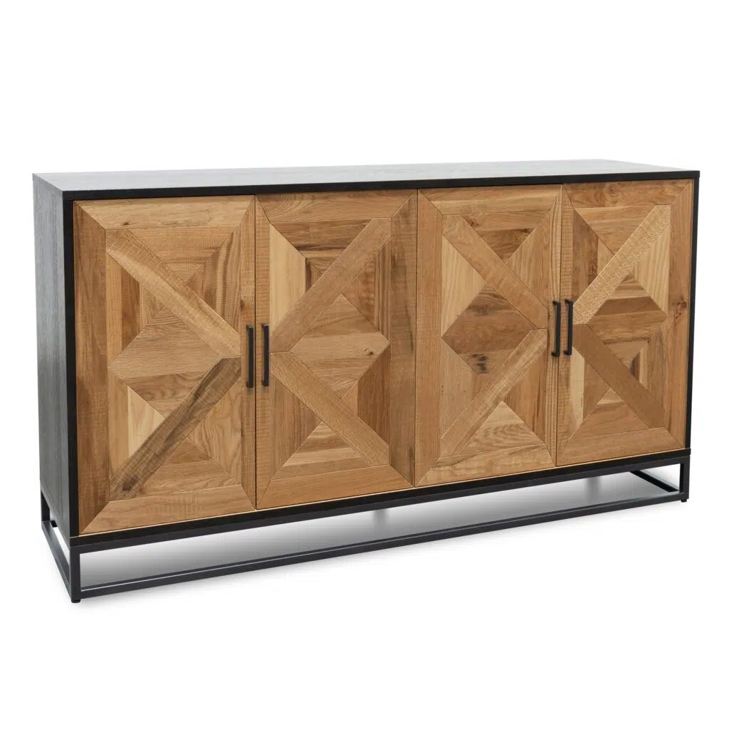 Gael Wide Sideboard Euro Oak Peppercorn Industrial Style