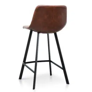Cinnamon Brown PU Leather Bar Stools Set of 2, 65cm, Ergonomic Design, Sturdy Steel Legs