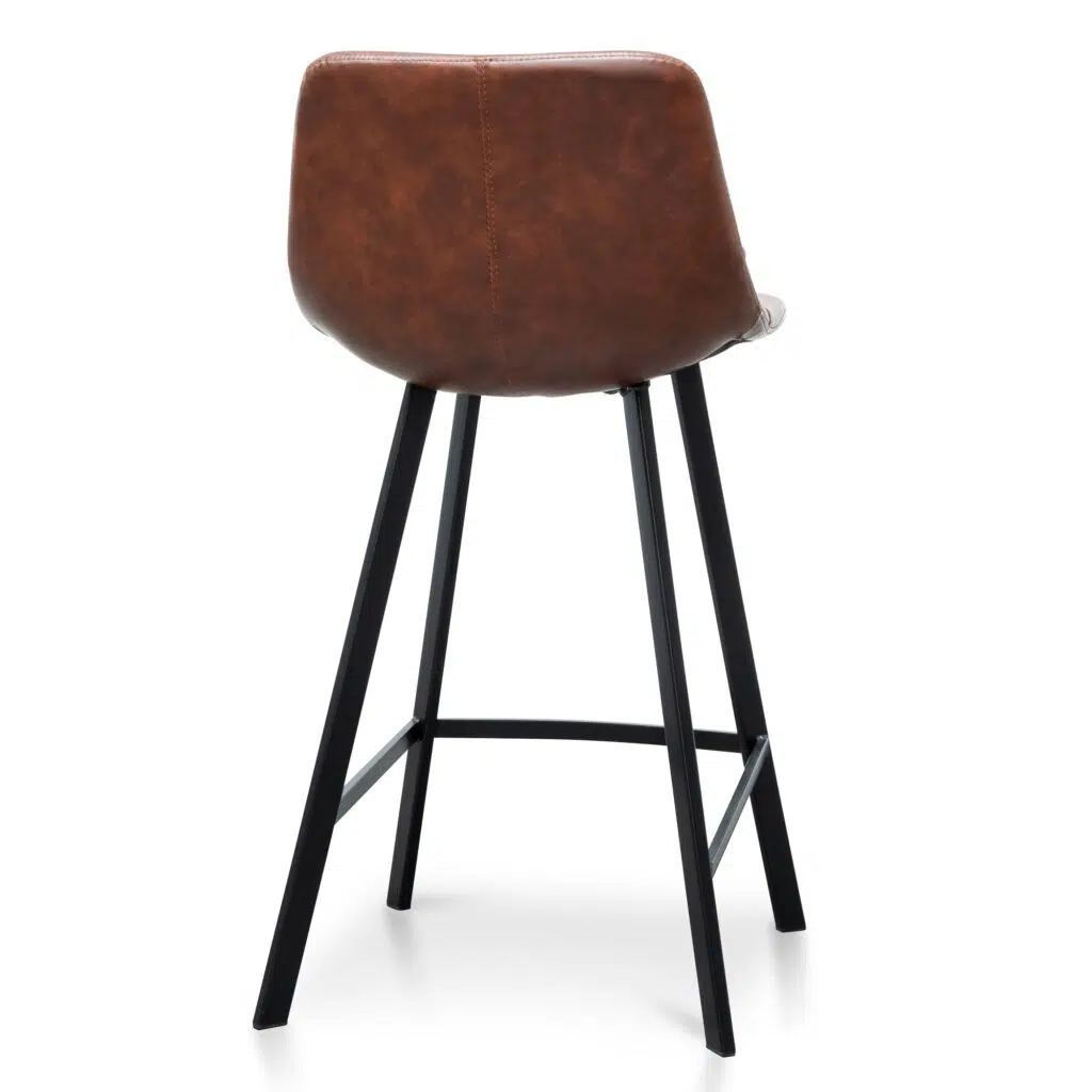 Maia 65cm Bar Stool Set Cinnamon Brown Leather Ergonomic Stable